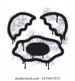 broken egg icon graffiti spray painted in black on white. Broken egg symbol isolated on white background. Vector illustration

