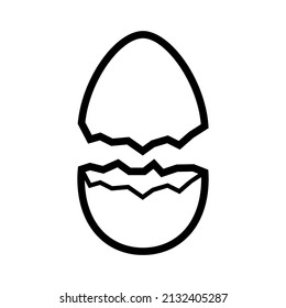 Broken egg icon isolated on a white background. Farm chicken eggshell cracking. Easter elements design. Vector illustration