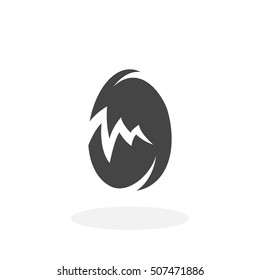 Broken egg icon isolated on white background. Broken egg vector logo. Flat design style. Modern vector pictogram for web graphics - stock vector