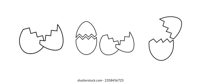 Eiersymbol gebrochen. Lineares, brokenes Ei-Rahmensymbol Vektorgrafik