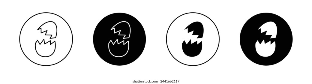 Broken egg icon set. egg with crack vector symbol. cracked egg shell sign.