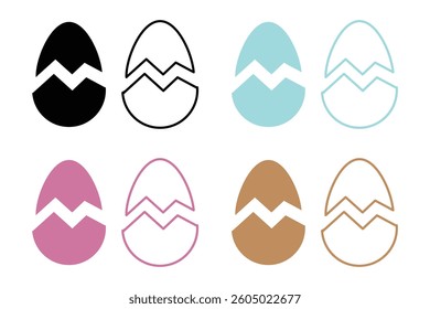Broken egg icon set. Egg outlined and solid icon. Egg Silhouettes with Crack. eggs icon. Easter eggs line icon. linear style sign for mobile concept and web sign, symbol. design for website, app, UI. 