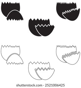 Broken Egg icon with shadow, shell easter symbol design eps 10