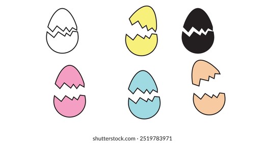 Broken Egg Symbol, Muschel Ostersymbol eps 10