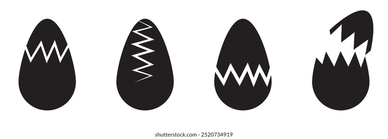 Broken Egg icon vector set. shell easter symbol, healthy nature food, vector illustration.