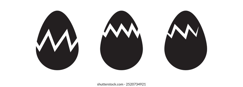 Broken Egg icon vector set. shell easter symbol, healthy nature food, vector illustration.