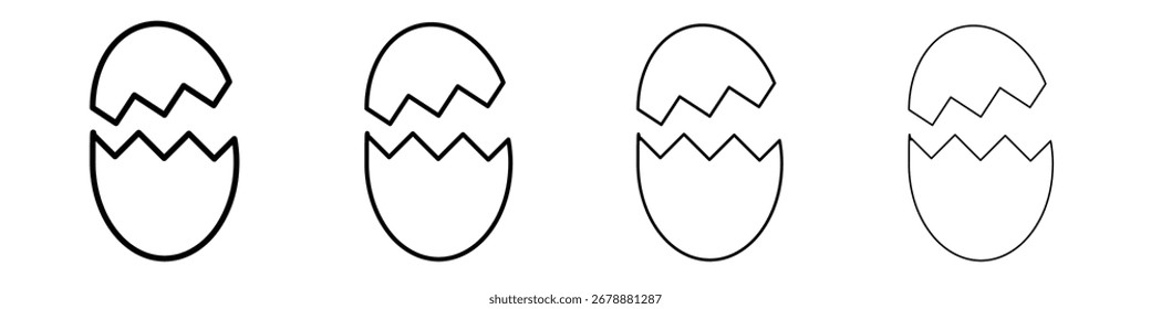Symbole für kaputte Eier. Linienstriche einfache Symbole