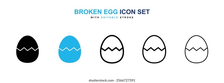 Broken egg icons vector collection pack.