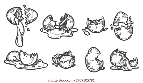 ilustração vetorial de ícones de ovo quebrado