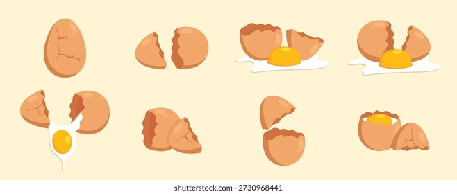 Ilustración vectorial de iconos de huevo roto