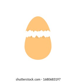 Broken egg illustration. Egg made by simple gradients, background - mesh-gradient.