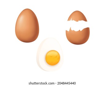 Broken egg illustration. Egg made by simple gradients, background - mesh-gradient.