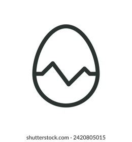 Broken egg isolated icon, crushed egg vector symbol with editable stroke