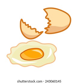 Broken egg isolated illustration on white background