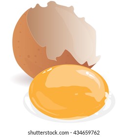 Broken egg isolated vector illustration