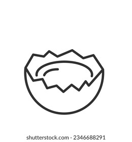 Broken egg, linear icon, the part with the yolk. Line with editable stroke