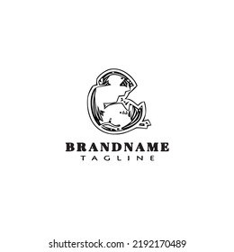 broken egg logo cartoon shape template icon black modern isolated vector illustration