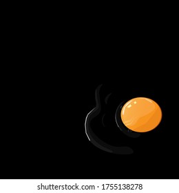  broken egg on  black background