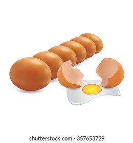 broken egg on white background