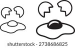 Broken Egg Shell with Fried Egg Line Icon Set Minimal Food Vector Illustration for Restaurant Cooking and hotel Culinary 