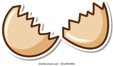 Broken egg shell on white background illustration