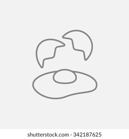 Broken egg and shells line icon for web, mobile and infographics. Vector dark grey icon isolated on light grey background.