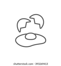 Broken egg and shells line icon.