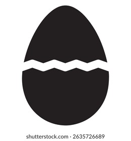 Broken egg silhouette vector icon on white background .symbol, egg, eggshell, farm, background, silhouette, icon, isolated, flat, vector, graphic, black, food, healthy, Easter, spring, eggs.
