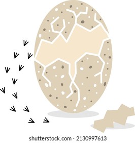 broken egg with traces of hatched chick background isolated vector hand drawn happy easter postcard