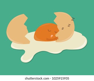Broken egg vector illustration cartoon. Eggshell broken apart with yolk inside.  Cute food vector.