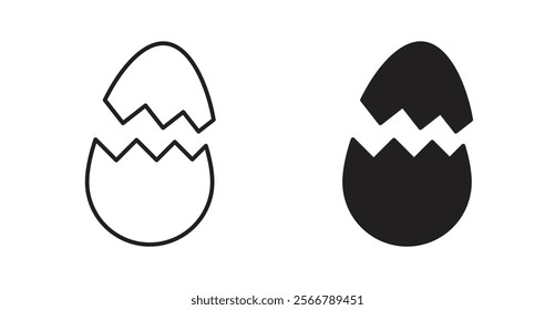 Broken egg vector line icon illustration