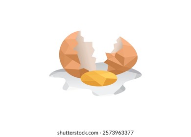 broken egg vector on floor colored polygonal style