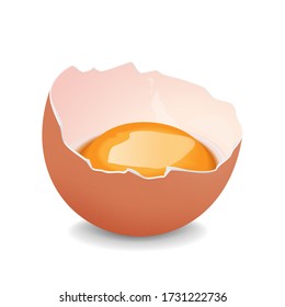 Broken Egg With Yolk. Realistic Vector