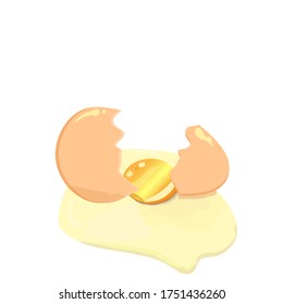Huevos rotos sobre fondo blanco