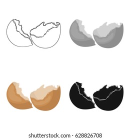 Broken eggshell icon in cartoon style isolated on white background. Trash and garbage symbol stock vector illustration.