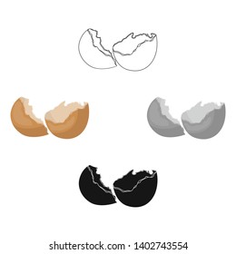 Broken eggshell icon in cartoon,black style isolated on white background. Trash and garbage symbol stock vector illustration.
