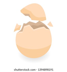 Broken eggshell icon. Isometric of broken eggshell vector icon for web design isolated on white background