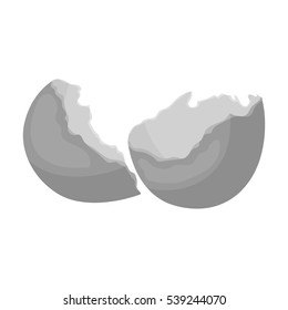 Broken eggshell icon in monochrome style isolated on white background. Trash and garbage symbol stock vector illustration.