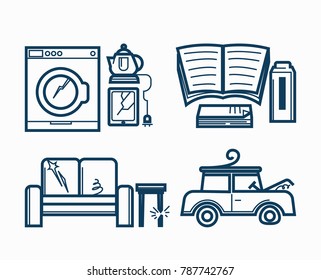 Broken Electric Appliances, Soft Furniture And Old Vehicle