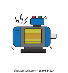 Broken Electric motor vector with white background
