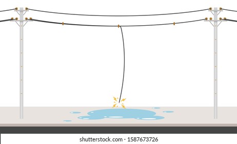 Broken electric pole vector. electric pole on white background. free space for text. copy space. 