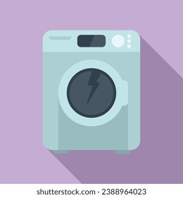 Broken electric of washing machine icon flat vector. Cleaning service. Domestic repair