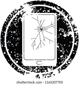 broken electronic tablet circular distressed symbol