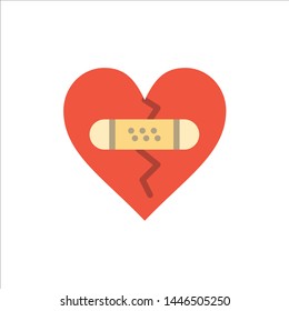 Broken, Emotions, Forgiveness, Heart, Love  Flat Color Icon. Vector icon banner Template