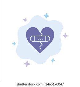 Broken, Emotions, Forgiveness, Heart, Love Blue Icon on Abstract Cloud Background. Vector Icon Template background
