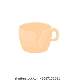 Broken empty mug. Broken dishes. Concept of failure.