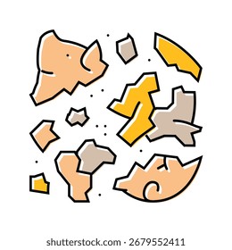 broken empty piggy bank color icon vector. broken empty piggy bank sign. isolated symbol illustration