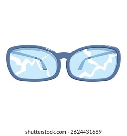Óculos quebrados com lentes rachadas representando visão ruim, acidente ou dano