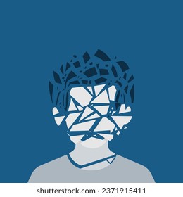 Una cara rota de un hombre. Retrato sin rostro. Ilustración de vectores aislados