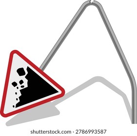 broken falling rock sign vector.